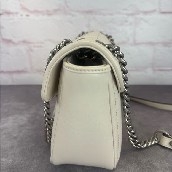 Gucci Aria Calfskin Matelasse Small GG Marmont Shoulder Bag White - Picture 5 of 15